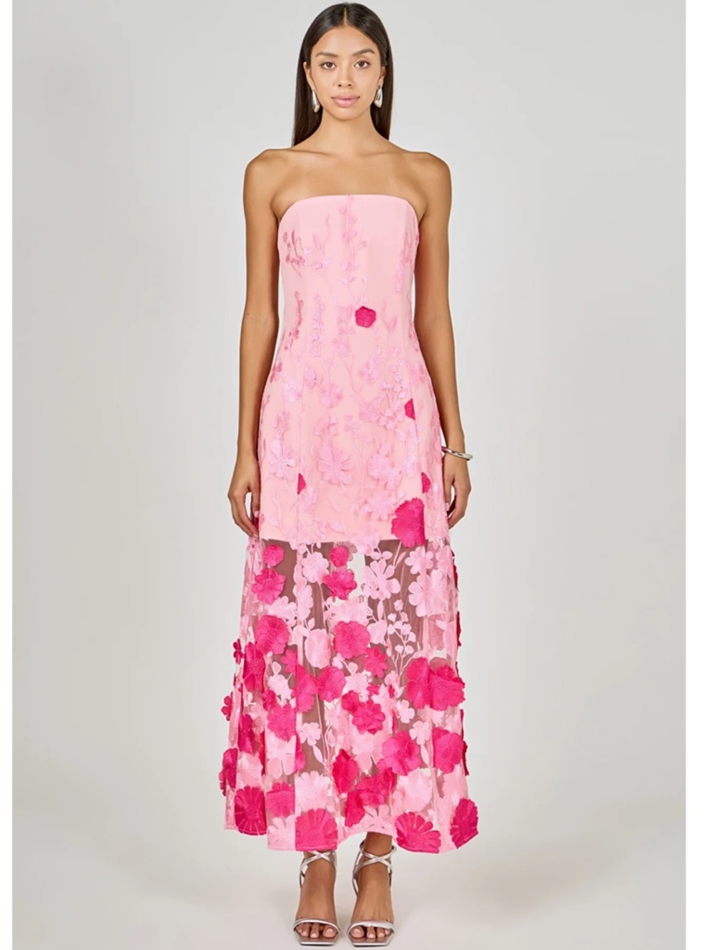 NWT Anthropologie Endless Rose Strapless Floral Appliqué Maxi Dress - Picture 6 of 10